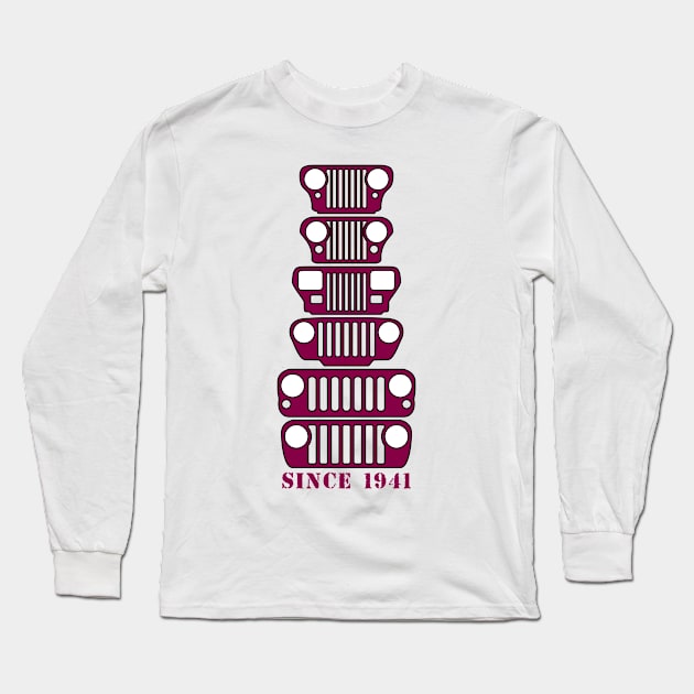 Jeep Grills Mulberry Logo Long Sleeve T-Shirt by Caloosa Jeepers 